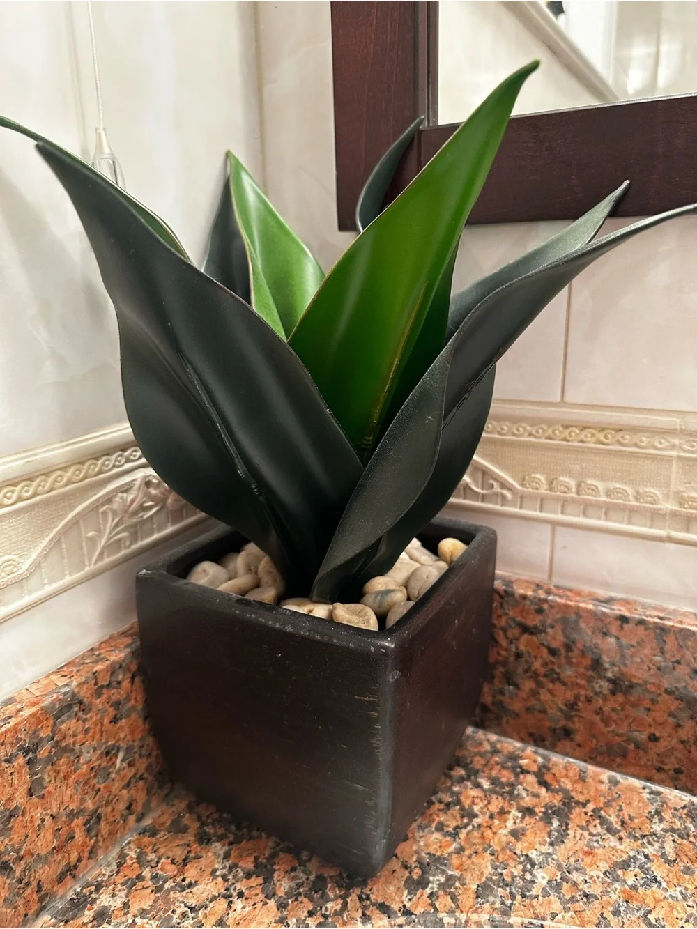 12” Agave Succulent Artificial Plant Home Decor In Black Square Planter